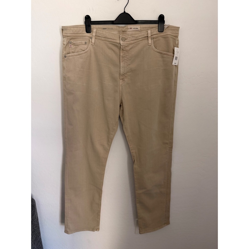 AG Adriano Goldschmied Everett Slim Straight Leg Jeans Tan Khaki 42x33 Z1794HYD